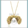 Collares colgantes Girasol Mtilayer puede abrir letras collar amor flor redonda mujer joyería de moda producto único 12 unids gota d dhus7