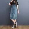 Faldas de verano suelto de gran tamaño vestido con tirantes sin mangas Casual All-match Denim vestido femenino tendencia Vintage Sundress zh1476 230306