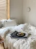 Set di biancheria da letto Set di quattro pezzi per letto in seersucker bianco, lenzuolo copripiumino con fiocco in puro cotone stile fata