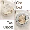 Cat Beds 2-in-1 Round Plush Bed Kitten Cage Cozy Nest Indoor Soft Mat Cave House Kennel Winter Warm Sleep Bag Washable Kitty Tent