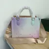 L Sunrise Pastel Onthego Tote Handle Shoulder Bag Spring in the City Collection Handbag ON THE GO Pink Purple Giant Monograms CrossBody Zippy Wallet Purse