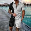 Men's T Shirts 2-Piece Set Mens Summer Outfit Short Sleeve Zip And Shorts Sweatsuit Casual Tracksuit Jogging Sport Sets