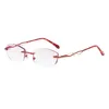 Solglasögon ramar Zirosat 58125 Rimless Gold Glasses Frame Women Light Weight Optical Rim Gelgasses Recept Myopia SPELACLES 230307