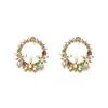 Stud Earrings Korean Version Sweet Color Wreath Temperament Fresh Girl Diamond Petal Shell