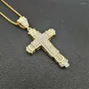 Pendant Necklaces Religious Fashion Christian Cross Necklace For Couples Inlaid Aaazircon Charm Party Jewelry Wholesale