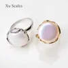 Cluster Rings Natural Freshwate 15-16mm Irregular Round Button Baroque Aurora White and Colorful Pearl Ring Retro 14K Gold Filled Jewelry G230228 G230307