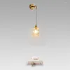 Wall Lamp Nordic Modern Copper Glass Internet Celebrity Lamps Simple And Light Luxury Bedroom Bedside Chandelier