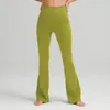 Pantaloni da donna Abiti da yoga scanalature estate lululemens pantaloni svasati da donna a vita alta attillati pancia mostra figura sport yoga pantaloni a nove punti Nero 6 colori XS-XL