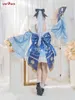 Anime Costumes UWOWO Ayaka Cosplay Maid Dress Halloween Come Christmas Come Maid Cos Game Genshin Impact Fanart Kamisato Ayaka Cosplay Z0301