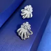 Charm Strik Lab Diamond Stud Earring 100% Echte Sterling Sier Promise Wedding Oorbellen voor Vrouwen Bruidsfeest Sieraden