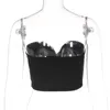 Women's Tanks Summer 2023 Black Crop Sexy Corset Diamonds Strapless S Club Outfits Clothes For Women Tank Top GF254