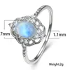 Cluster Rings Luxury Female Small Natural Moon Stone Ring 925 Sterling Silver Moonstone Wedding Ring Promise Engagement Rings For Women G230228 G230307