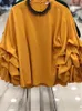 Kvinnor Bluses Lemon Gina 2023 Fashion Casual for Women Tops Office Lady Lady Lantern Sleeve O-Neck Loose Fit