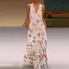 Casual Dresses 2023 spring new women's summer butterfly print bohemian beach skirt V-neck sleeveless long skirt outside large T230303