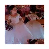 Robes de fleurs des filles petites filles Pageant mariage pour dentelle appliquée à manches longues princesse enfants pour la fête de la fête pour l'anniversaire Ball formel g dhrw6