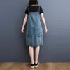 Röcke Sommer Lose Große Größe Hosenträger Kleid Ärmelloses Casual All-Match Denim Kleid Weibliche Trend Vintage Sommerkleid zh1476 230306