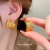 2023 New Design Charm Winding Metal Geometric Round Gold Color Thick Metal Hoop Earrings for Women Jewelry Girl Gift