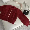 Femmes Tricots Femmes Chic Torsadé Motif Lanterne Manches O Cou Cardigan Printemps Automne Dame Longue Couleur Unie Court Tricoté Outwear