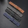 Watch Bands Handmade Pebbled Leather band 18 19 20 21 22 24MM Black Blue Gray Strap H Buckle Band Mens Accessories 230307