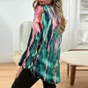 Blusas femininas 2023 Spring Elegant V Neck Women Tops e Moda Padrive Print Office Camisa Lady Lady Lantern Sleeve Bottoming BLUSA