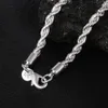 Silverkleur van hoge kwaliteit 4 mm vrouwen heren ketting mannelijke gedraaide touw ketting armbanden mode zilveren sieraden set