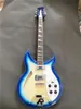 New 381-12 String Semi Hollow Body Blue Electric Guitar White Pickguard R Bridge