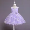 Vestidos de niña 2023 verano vestido de princesa coreano niños pasarela sin mangas estampado flor blanca