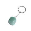 Keychains Lanyards Cubic Square Shape Natural Stone Quartz Nyckelringar för kvinnor Män handväska Hangle Car Holder Mineral Keyring Jewel DHQTH