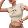 Women's T Shirts Xingqing Women's Little Angel Print Crop Tops Kort ärm Runda nackstygn T-shirts Summer Y2K Slim Tee Top