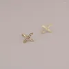 Stud Earrings CMajor 9ct Solid Gold Earring Fashion Temperament Delicate Elegant Cross-X Smooth Chic Minimal Simple For Women