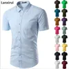 Mäns casual skjortor Summer Fashion Mens Slim Fit Business Formal Short Sleeve Solid Chemise Homme Asian Size M 3x 230306