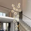 ثريات دائرة LED VILLA غرفة المعيشة الدرج Light Loft Crystal Hanging Home Decor Decor