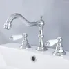 Bathroom Sink Faucets Basin Faucet 3 Hole Deck Mounted Cold Polished Chrome Mixer Tap Nnf972