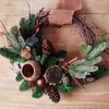 Decorative Flowers 5Pcs Christmas Pine Needle Artificial Plant Gift Packaging Xmas Tree Ornament Decorations For Home Navidad 2023