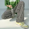 Mens Pants Man rak män kvinna överdimensionerad bred benlastbyxor streetwear casual baggy plaid harajuku 230307