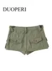 Women's Shorts DUOPERI Women Fashion Cargo Denim Skirt Shorts With Belt High Waist Zipper Fly Female Pants Mujer 230306