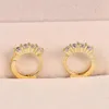 Hoop Earrings Women' Fashion Luxury Dazzling Gold Plated Round Cut Zircon Earring Cocktail Party Charm Crystal Small Jewelry