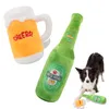 Ny simulering plysch fylld husdjur hund leksak öl kopp öl flaska skrikande husdjur leksak husdjur interaktiva leksaksmaterial