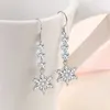 Charm Simple Female Crystal Earring 925 Sterling Silver Snowflake Zircon Long Tassel Earrings For Women Girl Fashion Statement Jewelry G230307