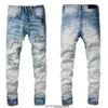 Mode Mens Jeans Cool Style Luxury Designer Denim Pant Estruerad Ripped Biker Black Blue Jean Slim Fit Motorcykelstorlek 28-40A306