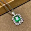 Kedjor Emerald Tourmaline Full Diamond Open Ring Female Pendant Halsband