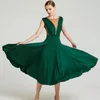 Stage Wear Red Green Standard Ballroom Dansjurken Hoogwaardige mouwloze Flamenco Dancing Rok Women Waltz Dress