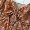 Casual Dresses Ayualin Vintage Mesh Floral Print Långärmad Stretch Summer 2023 Sexig ihålig klädkvinnor Boho Beach Mini Vestidos