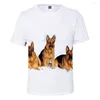 Heren t shirts 2023 Persoonlijkheid shirt 3d print Duitse herder t-shirt mannen/vrouwen schattige hondenkleding jonge zomer