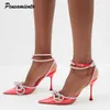 Sandalen Populair merk Spring Summer Women Pumps Sexy enkel Cross-Tied Crystal Bowknot High Heels Fashion Slingbacks Wedding Party Shoes