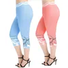 Kadın Taytlar 3D Pring Hem Butterfly Knot Dantel Yüksek Bel Skinny Capri Streç yoga Yoga Pantolon Pantwomen'in Kadınları '