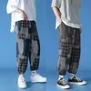 Men's Pants Vintage Plaid Pants Men 2022 New Comfortable Loose Japanese Streetwear Baggy Casual Allmatch Male Trendy Flannel Wide Trousers Z0306