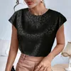 Blouses femininas Trendy Lady Summer Top Top Soft T-Shirt Leopard Print O pescoço
