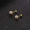 Studörhängen stål öronbockar liten pärla enkel utsökta eleganta flickor modeföretag guld pläterade tillbehör gåvor