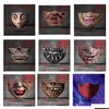 Partymasken Design Halloween Cosplay Waschbar Joker Gesichtsmaske Digitaldruck Skl Schutz Baumwolle Drop Lieferung Hausgarten Festi Dhia2